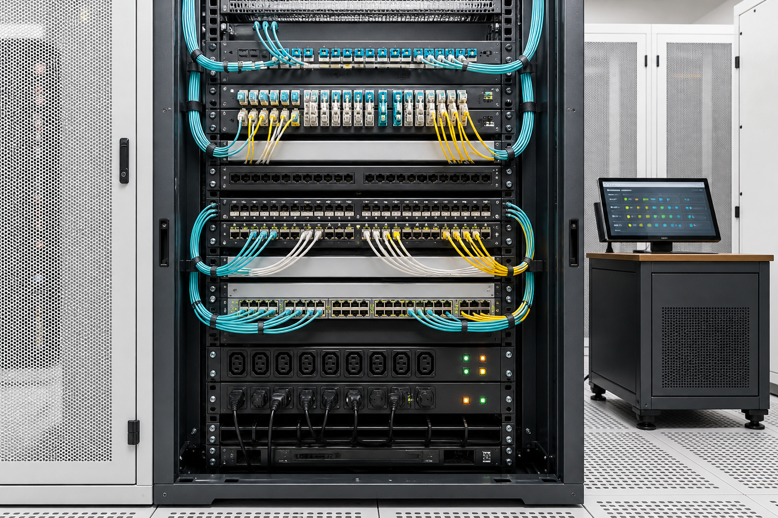 Server colocation access, ports, power and handover records