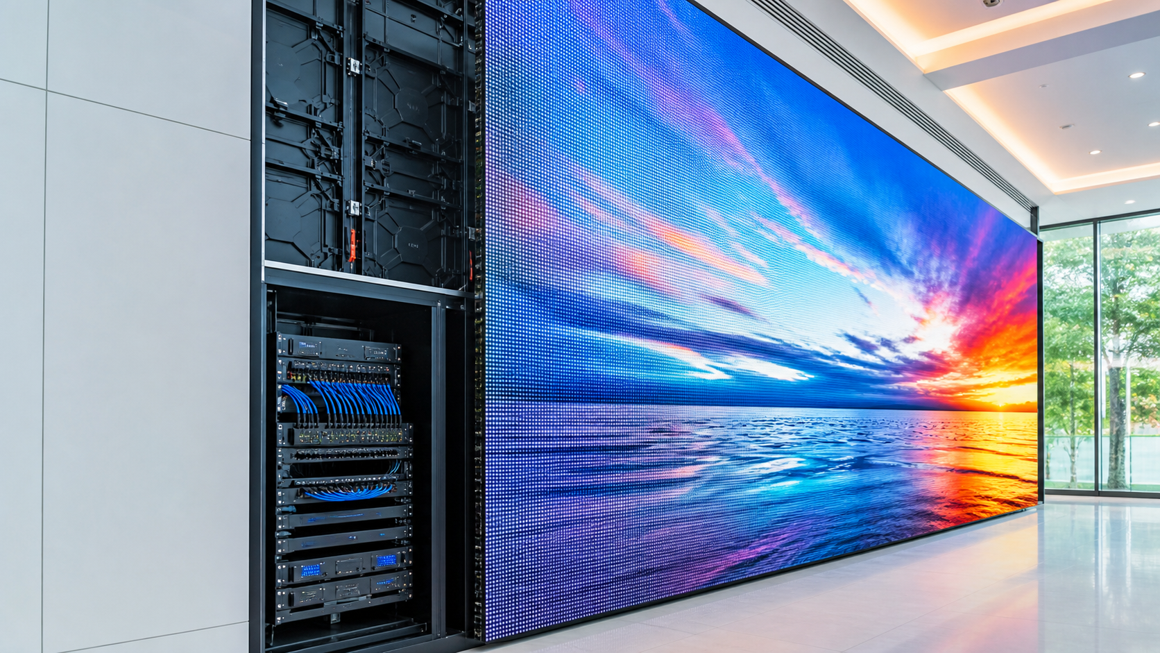 LED wall, LCD video-wall service access and signal equipment