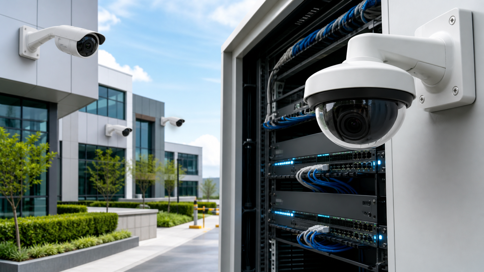 Cameras, network equipment and rack access on site